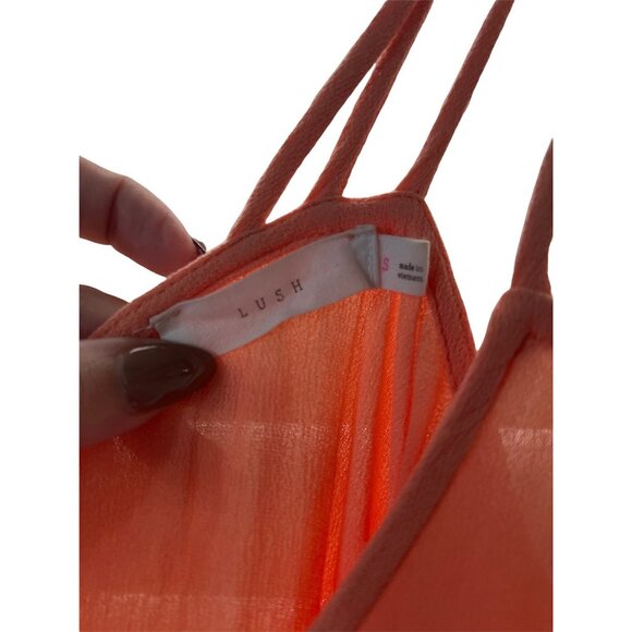 Lush Small Coral Sheer High-Low Tank Top With Strappy Back Design - Picture 3 of 4